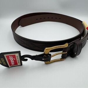 Wrangler 100% Full Grain Bovine Brown Leather Belt 42-44 NWT